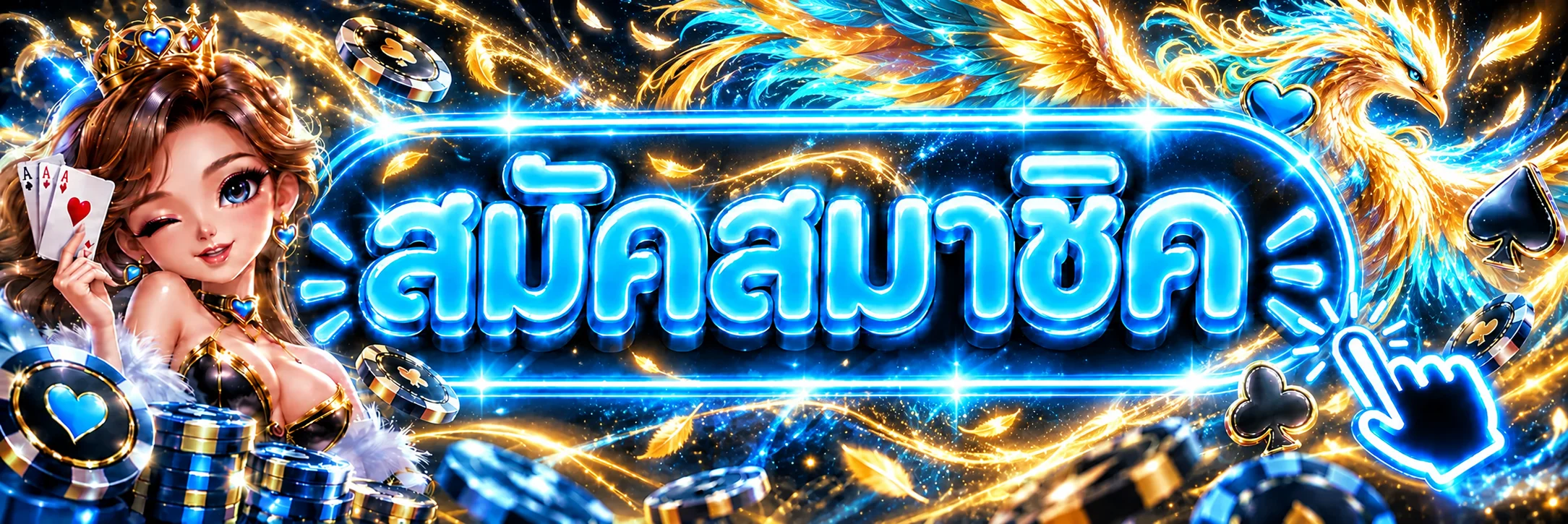 แบนเนอร์เข้าสู่ระบบช้อนเงิน789 โทนน้ำเงินทอง